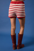 CROCHET TWO-TONE SWEATER SHORTS