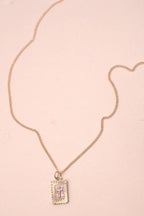 SUNBURST SQUARE CROSS PENDANT NECKLACE