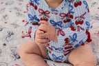 Berries & Bows Long Sleeve One Piece Rash Guard Swimsuit