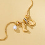 Western Boot Horseshoe Pearl Charm Necklace