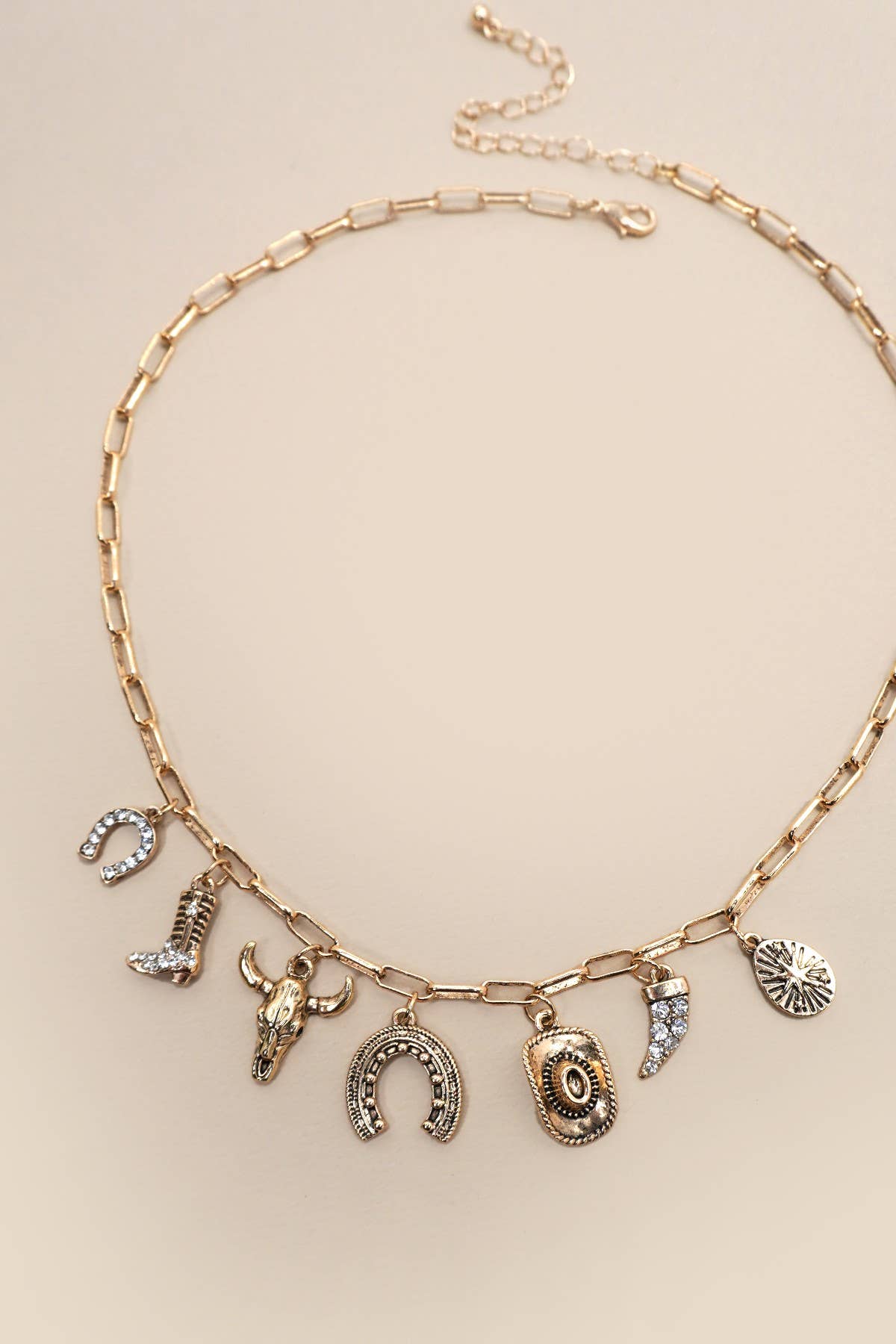 CHARM NECKLACE-WESTERN HAT HORSESHOE BOOT