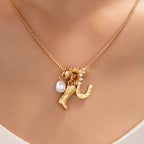 Western Boot Horseshoe Pearl Charm Necklace