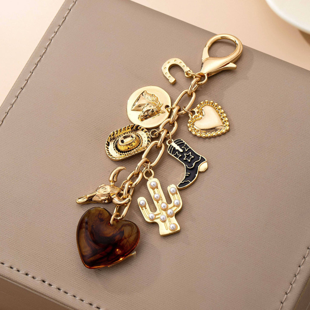 WESTERN HEART CROSS HAT BOOT HEART BAG CHARM