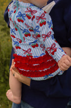 Berries & Bows Long Sleeve One Piece Rash Guard Swimsuit