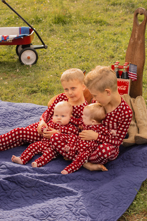 Bamboo Zip Pajamas | Scarlet Gingham
