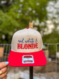 Red White & Blonde Embroidered Hat