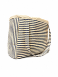 Blue Ticking Stripe Canvas Tote Bag