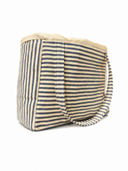 Blue Ticking Stripe Canvas Tote Bag