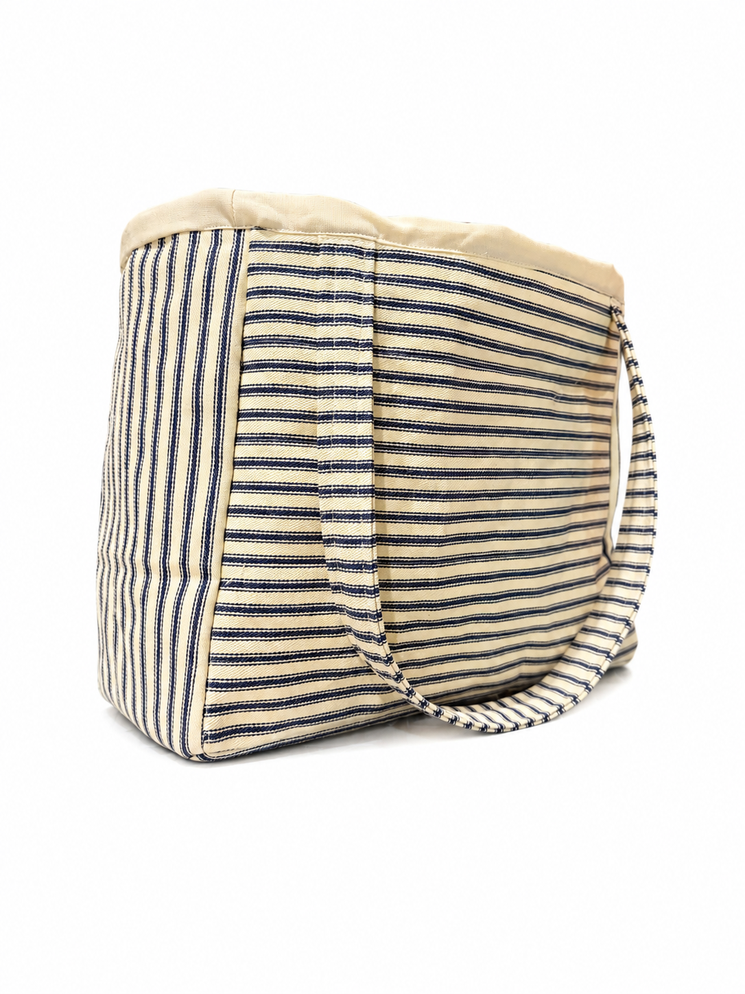 Blue Ticking Stripe Canvas Tote Bag