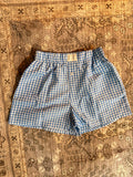 Blue Gingham Printed High Waist Shorts