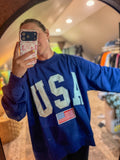 Navy USA 4th Of July Embroidered Mockneck 