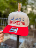 Red White & Brunette Embroidered Hat
