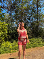 CROCHET TWO-TONE SWEATER SHORTS
