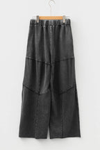 Mineral Wash Tiered Wide Leg Patchwork Drawstring Pants