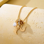 Western Boot Horseshoe Pearl Charm Necklace