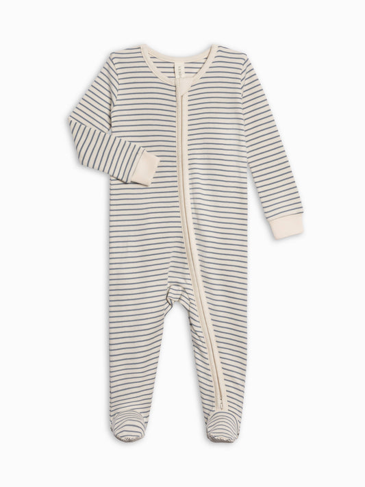 Peyton Zipper Sleeper - Bay Stripe / Ivory + Sea